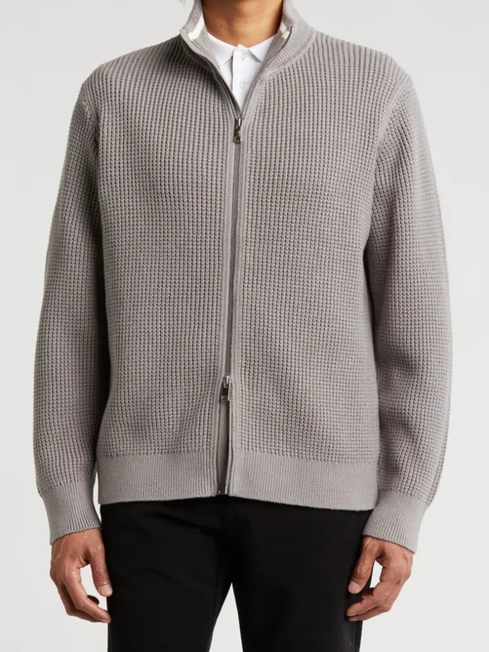 Theory Front Zip Cardigan Jacket in Force Grey/Ivory Size M NWT $325